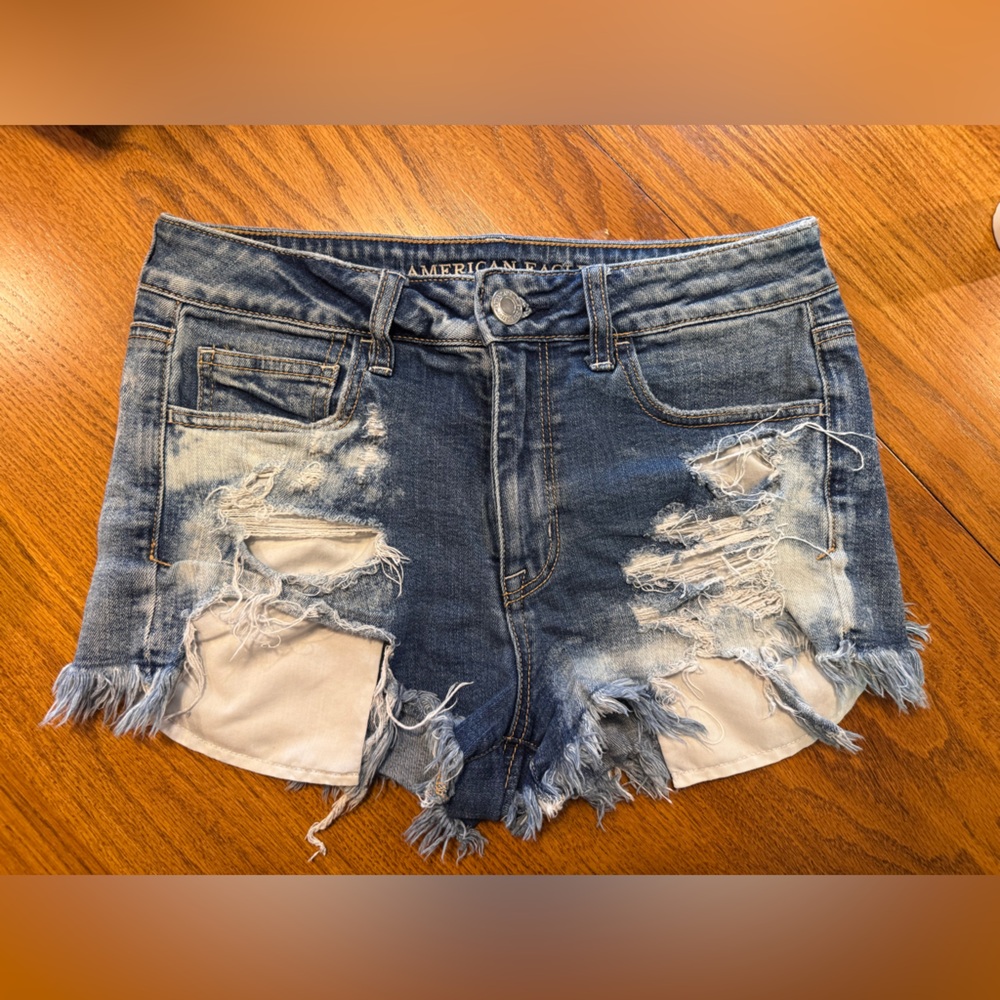 American Eagle Outfitters Distressed Blue Denim Shorts